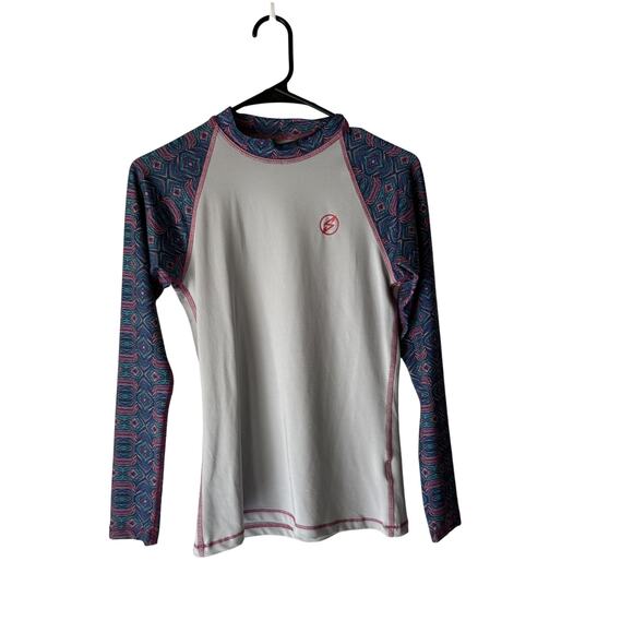 Soulo Rashguard Shirt Womens Small White Purple UPF 50+ Long Sleeve Swim Top - Picture 1 of 7